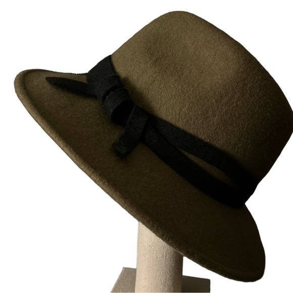 Accessories - Olive Green Felted Wool Fedora OSFM